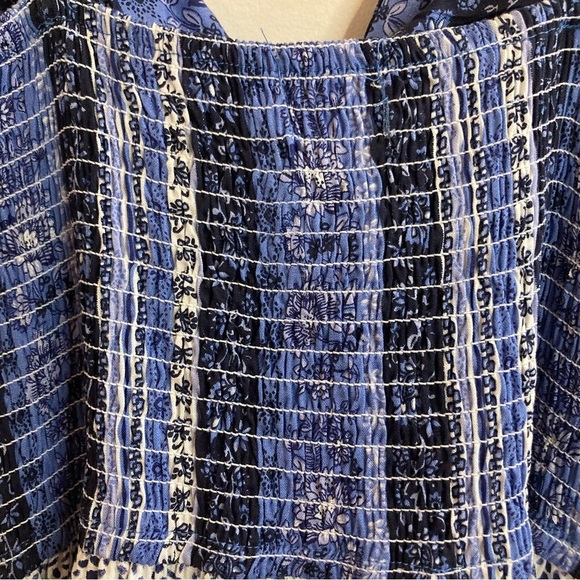 JAPNA Sz L Ruffle Hem Tiered Criss Cross Peep Bodice Spaghetti Straps Maxi Dress - Picture 8 of 12